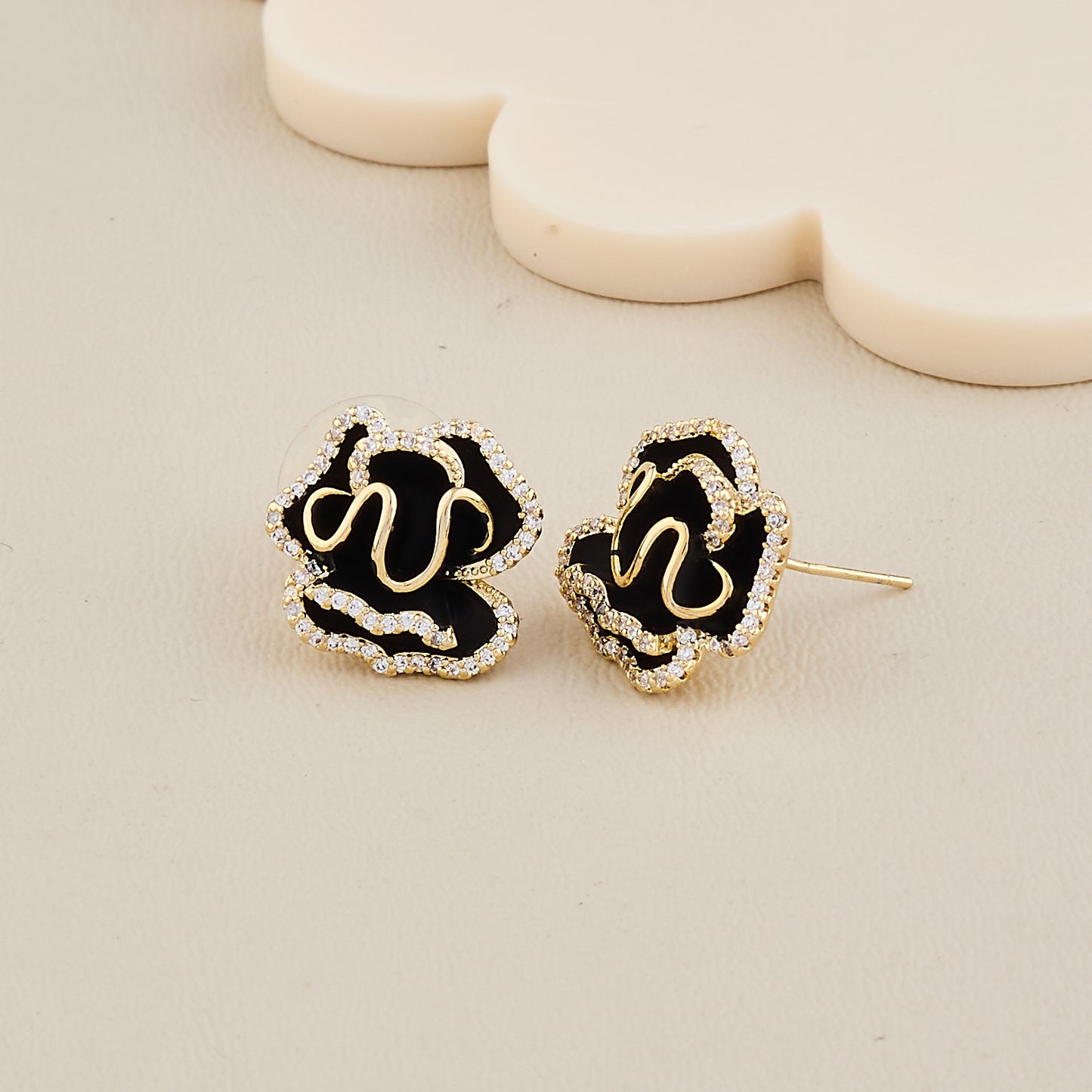 Midnight Bloom Crystal Edge Earrings