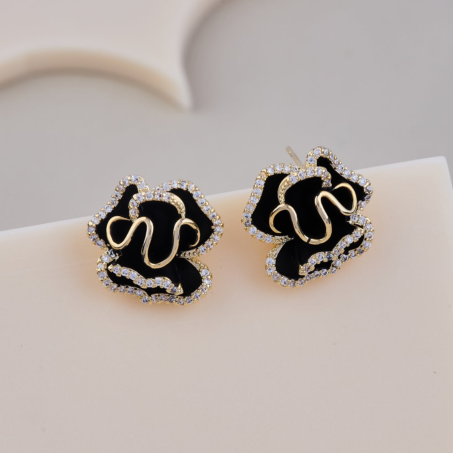 Midnight Bloom Crystal Edge Earrings