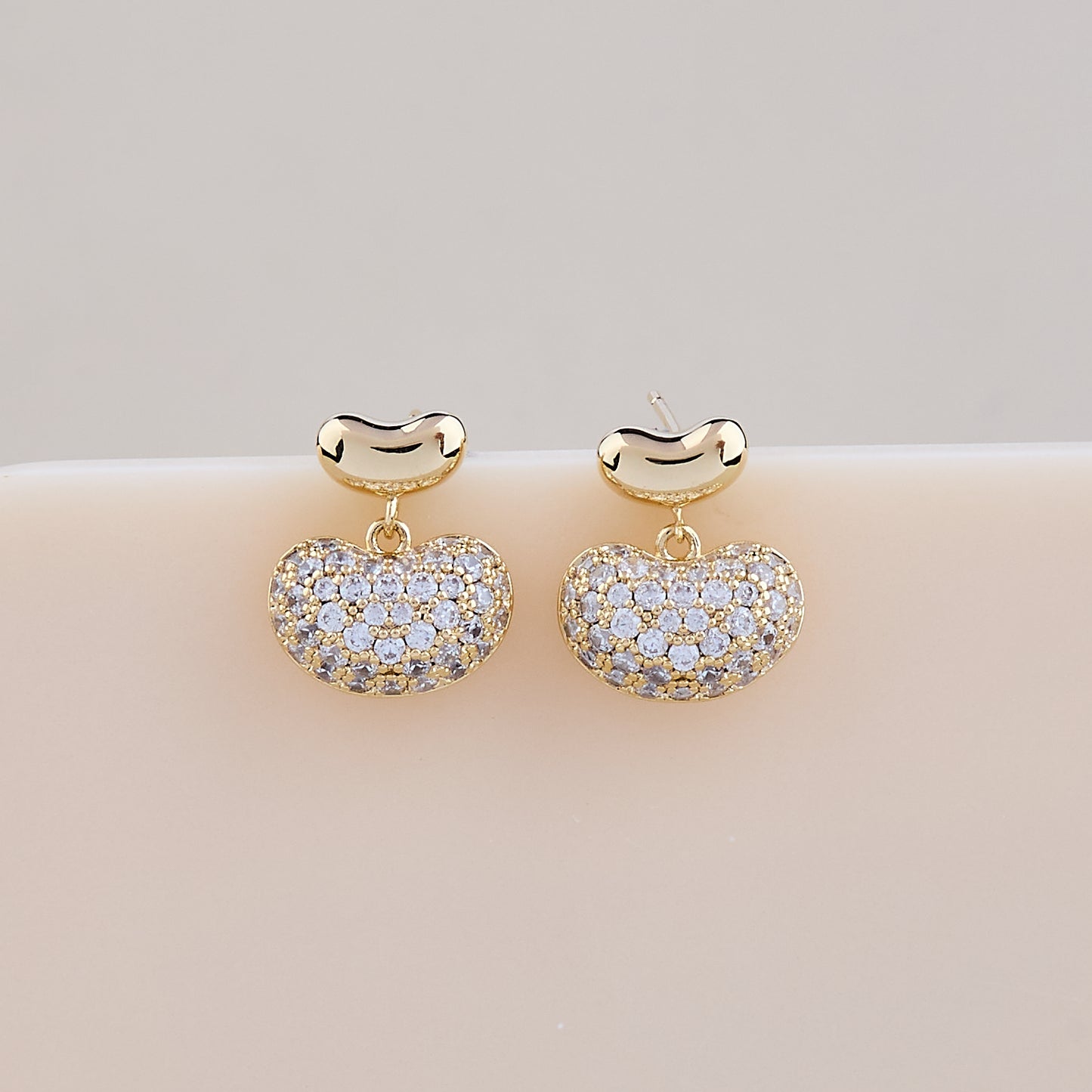 Golden Sparkle Bean Drop Earrings