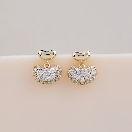 Golden Sparkle Bean Drop Earrings