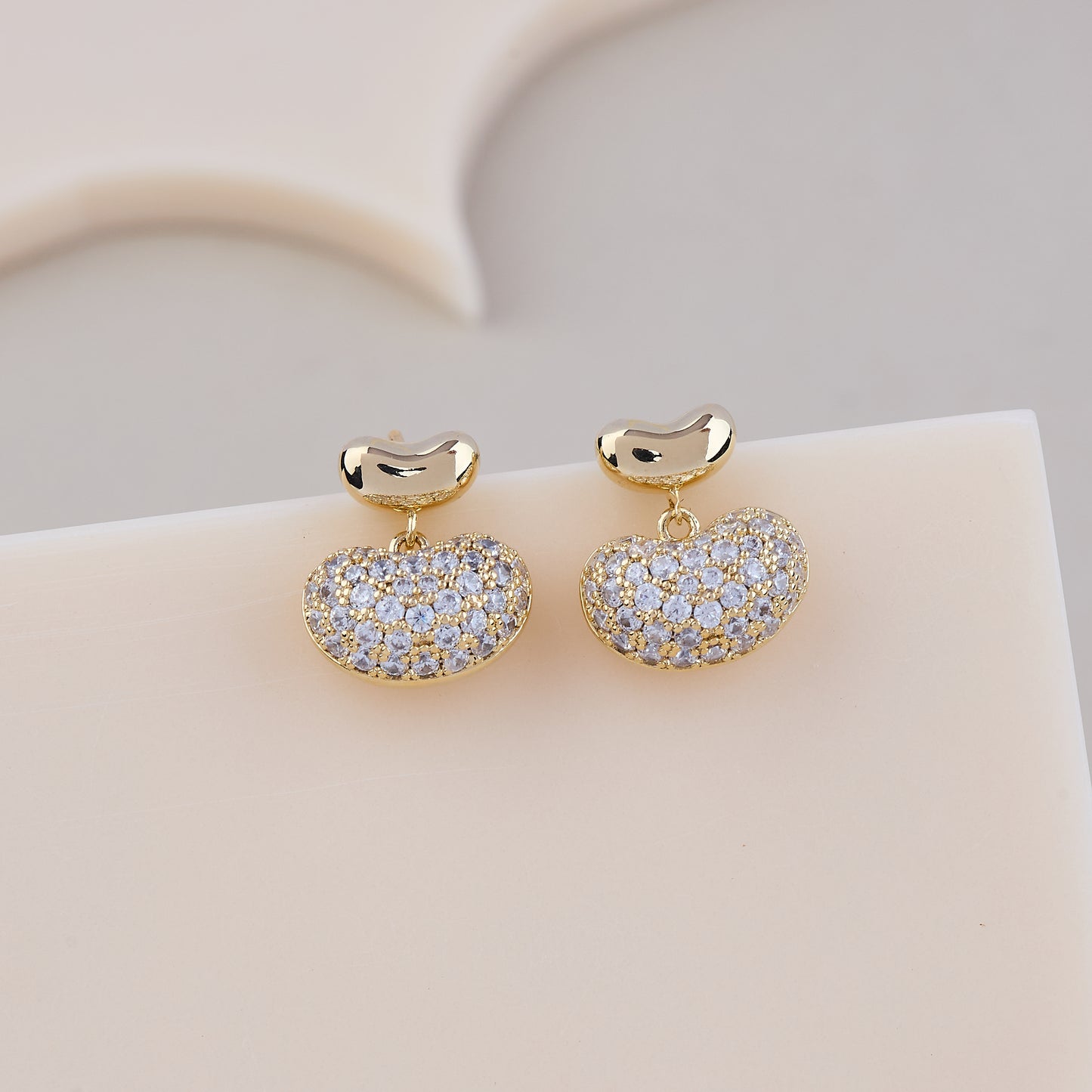 Golden Sparkle Bean Drop Earrings