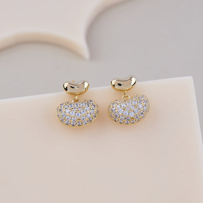 Golden Sparkle Bean Drop Earrings