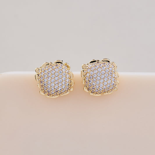 Gold Square Cluster Stud Earrings