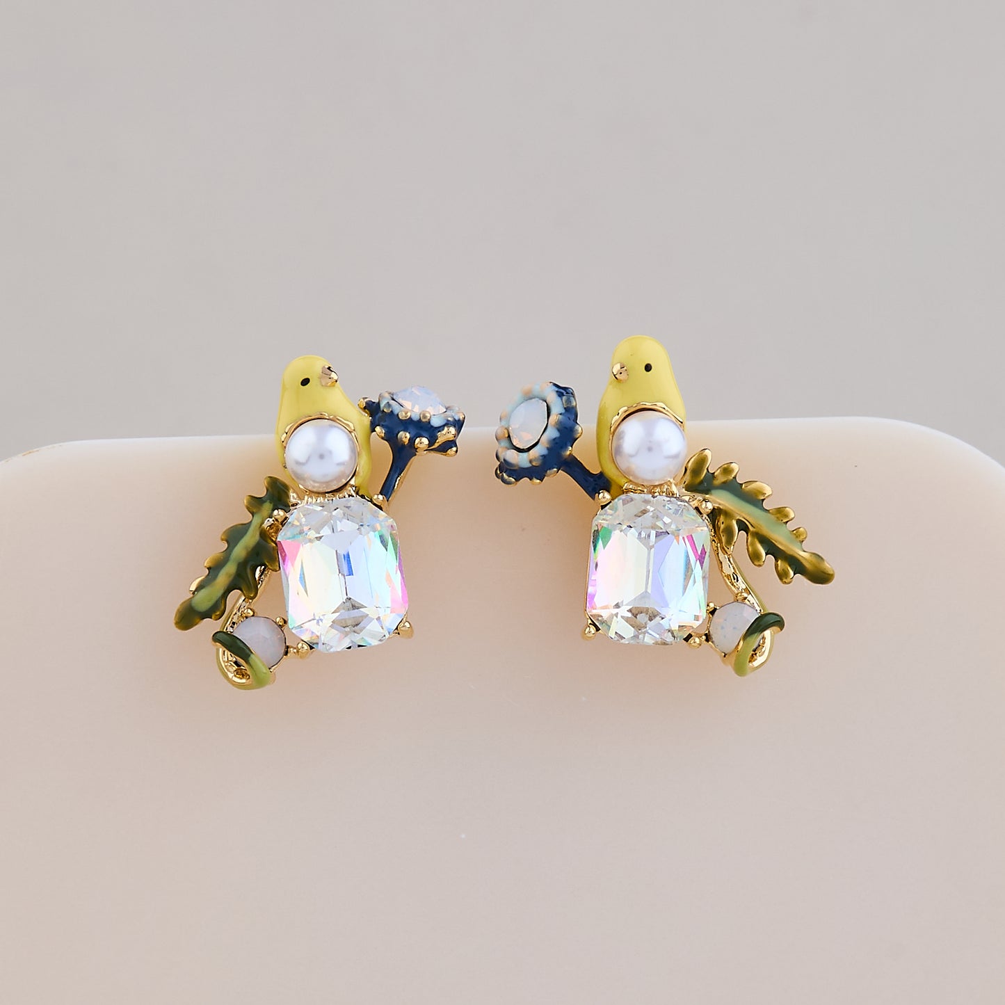 Crystal Garden Bird Earrings