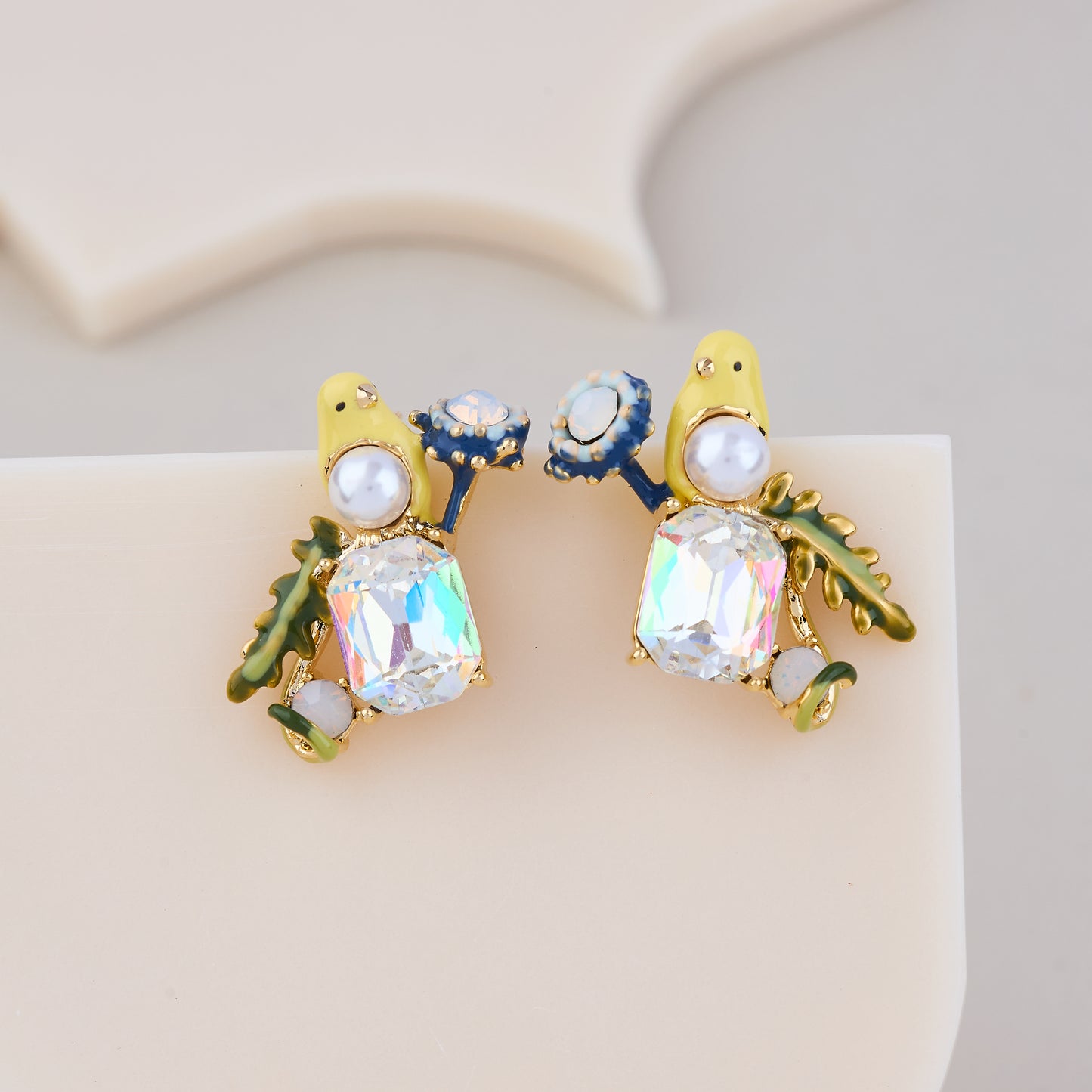 Crystal Garden Bird Earrings