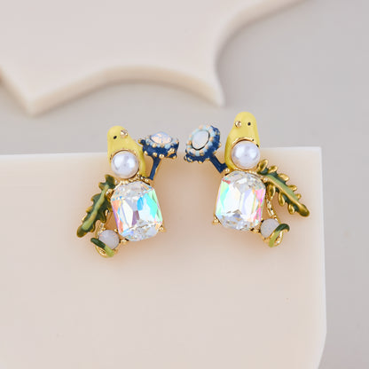 Crystal Garden Bird Earrings