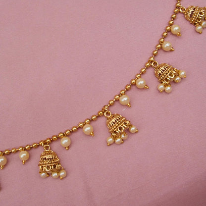 Traditional Golden Beads Waist Hip Chains Kamarband with Pearl Drops Ethnic Waist Chain Saree Vaddanam for Women & Girls