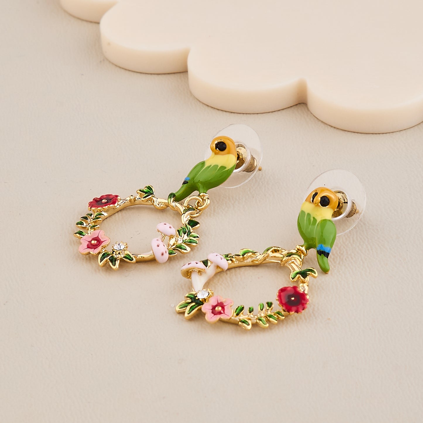 Tropical Parrot Garden Hoop Earrings