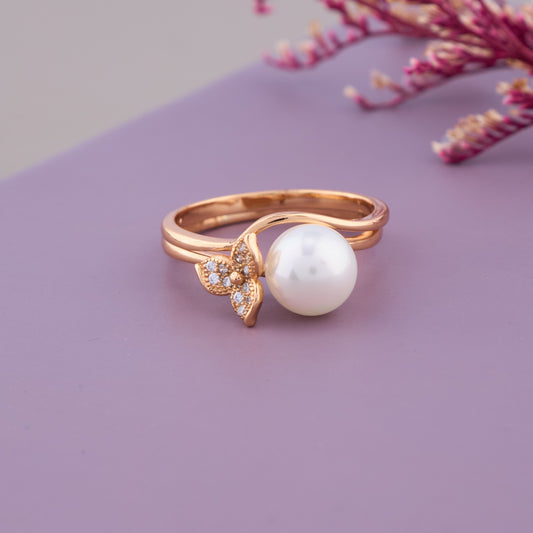 Pearl & Leaf Ring Set