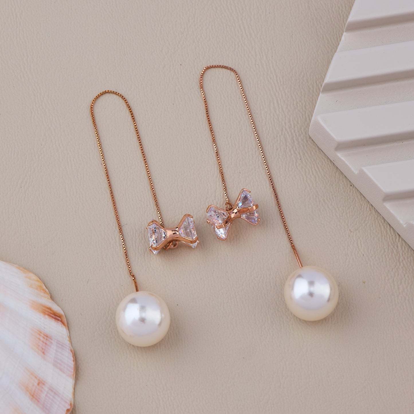 Bow Pearl Drop Earrings