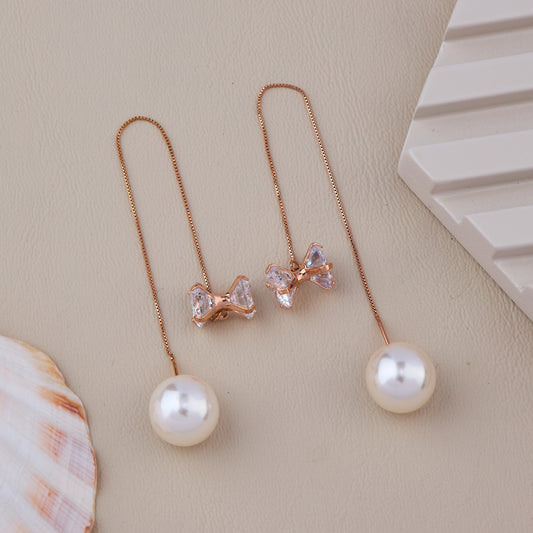 Bow Pearl Drop Earrings