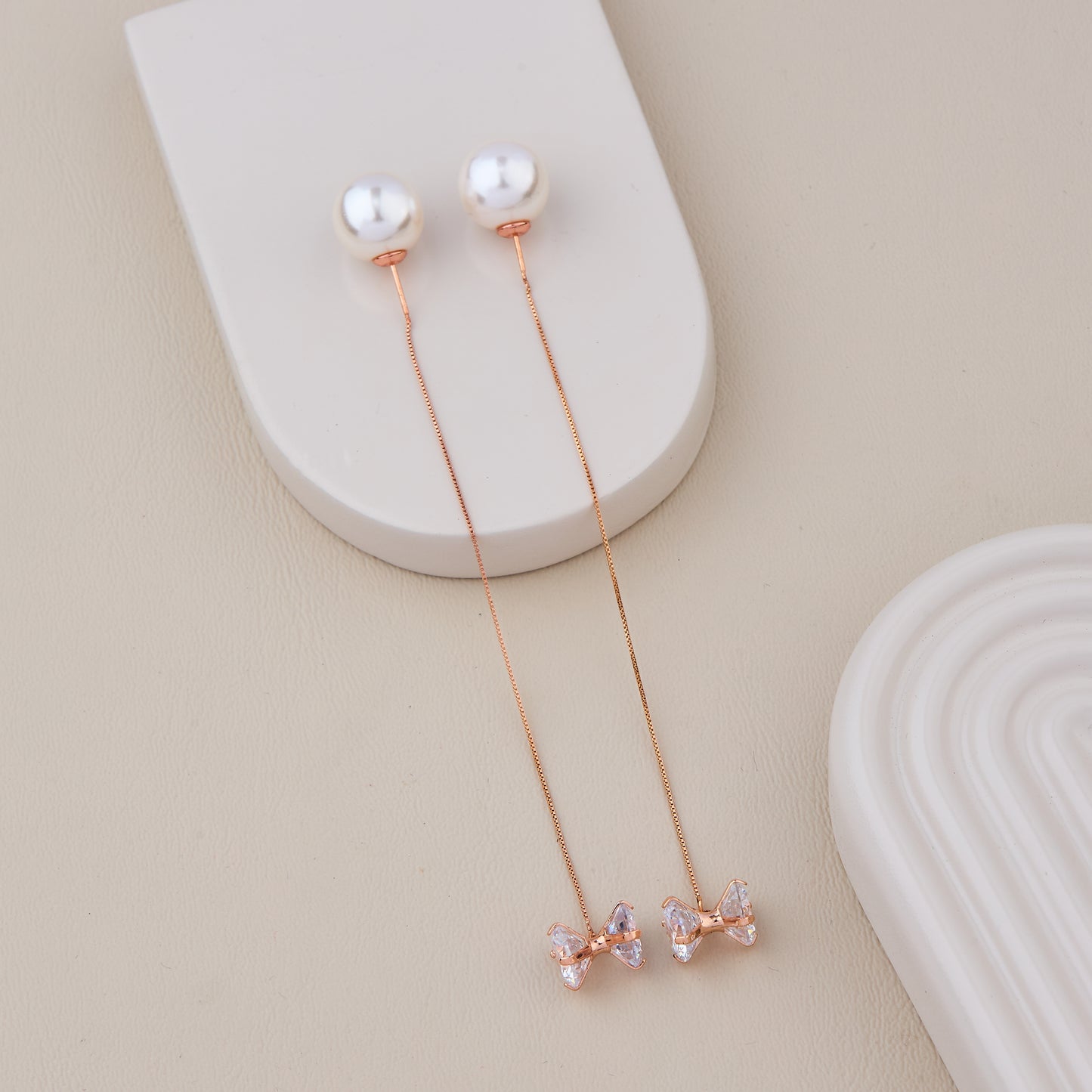 Bow Pearl Drop Earrings