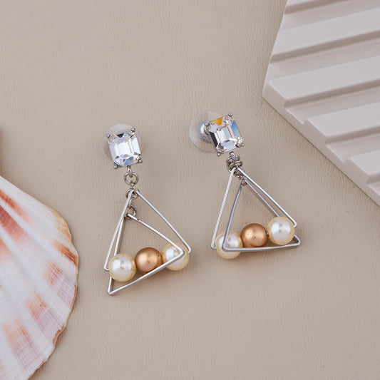 Geometric Pearl Earrings