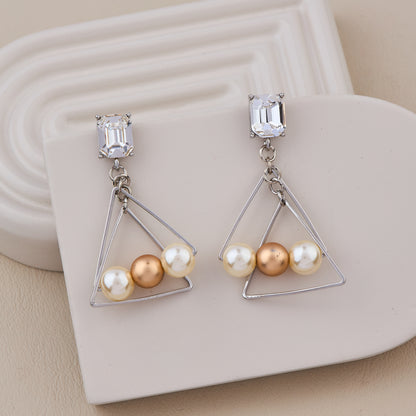 Geometric Pearl Earrings