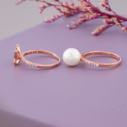 Butterfly & Pearl Ring Set