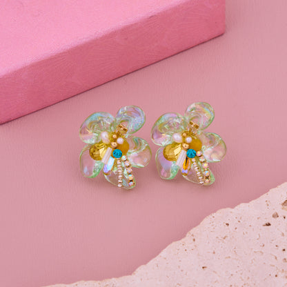 Green Flower Earrings