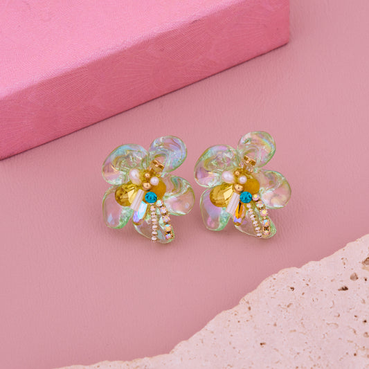 Green Flower Earrings