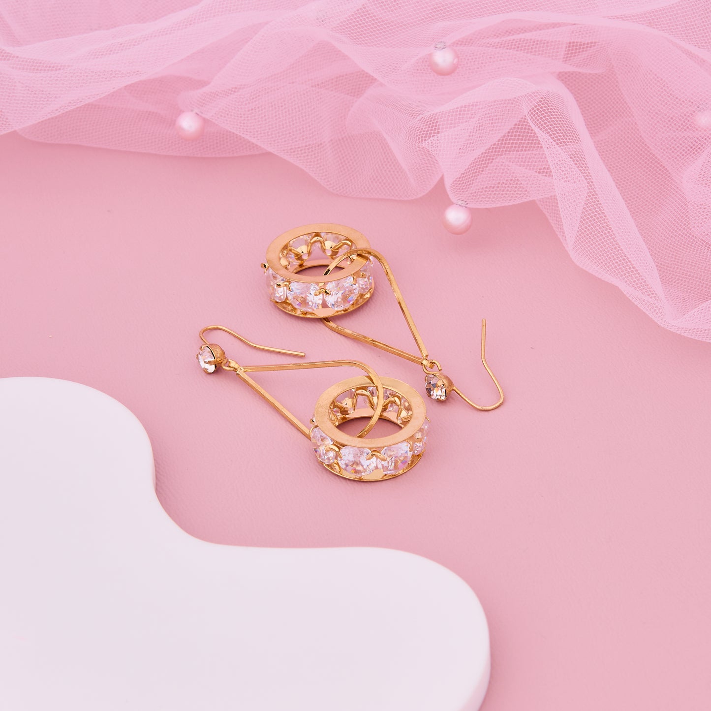 Golden Hoop Drop Earrings