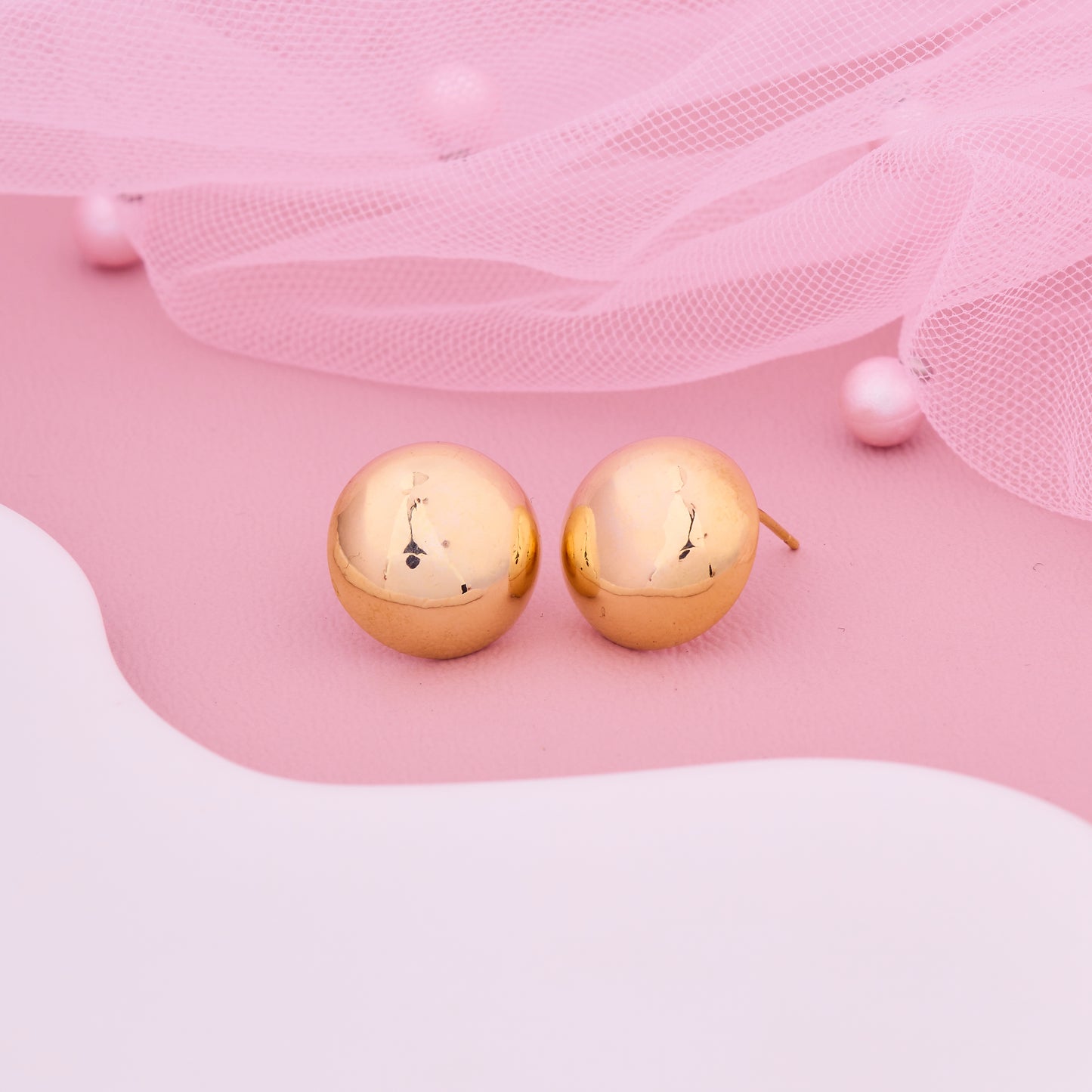 Golden Ball Stud Earrings