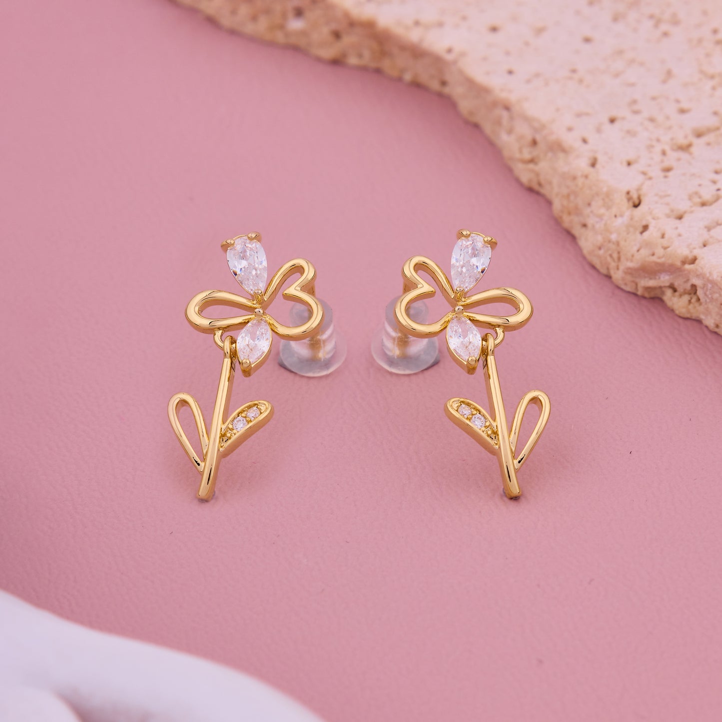 Gold Flower Stud Earrings