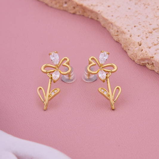 Gold Flower Stud Earrings