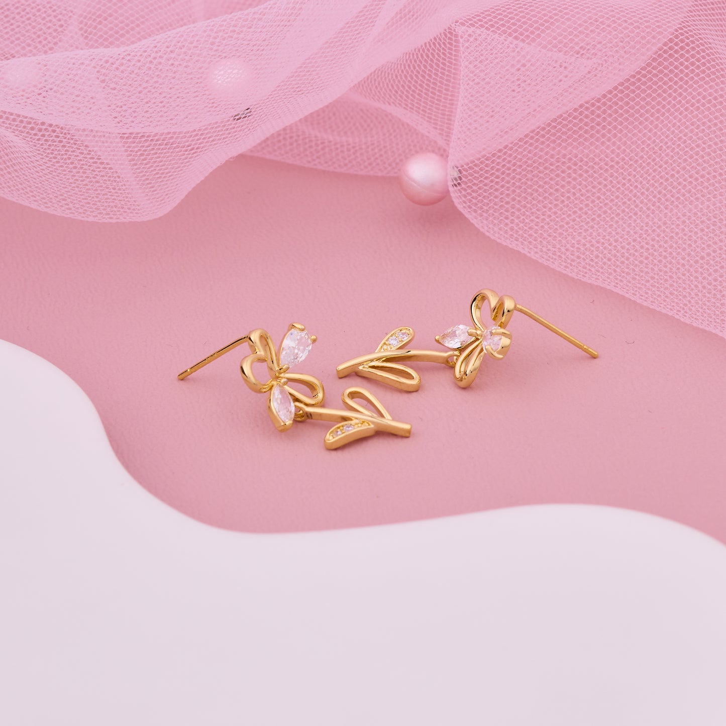 Gold Flower Stud Earrings