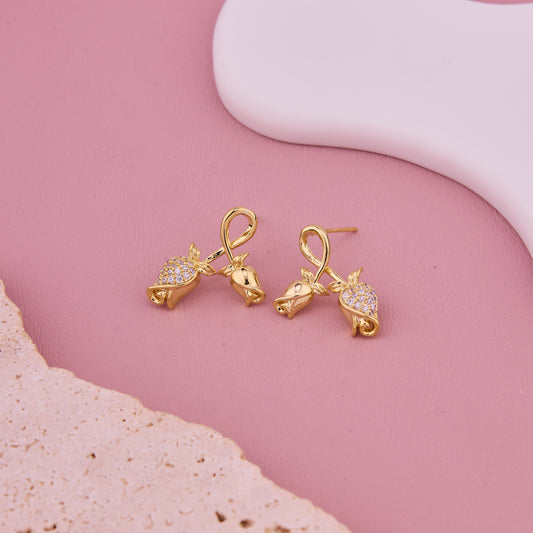 Gold Rose Bud Earrings