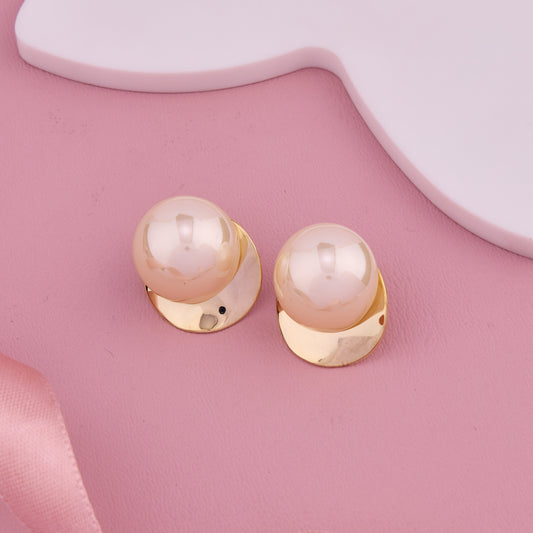 Gold Pearl Stud Earrings