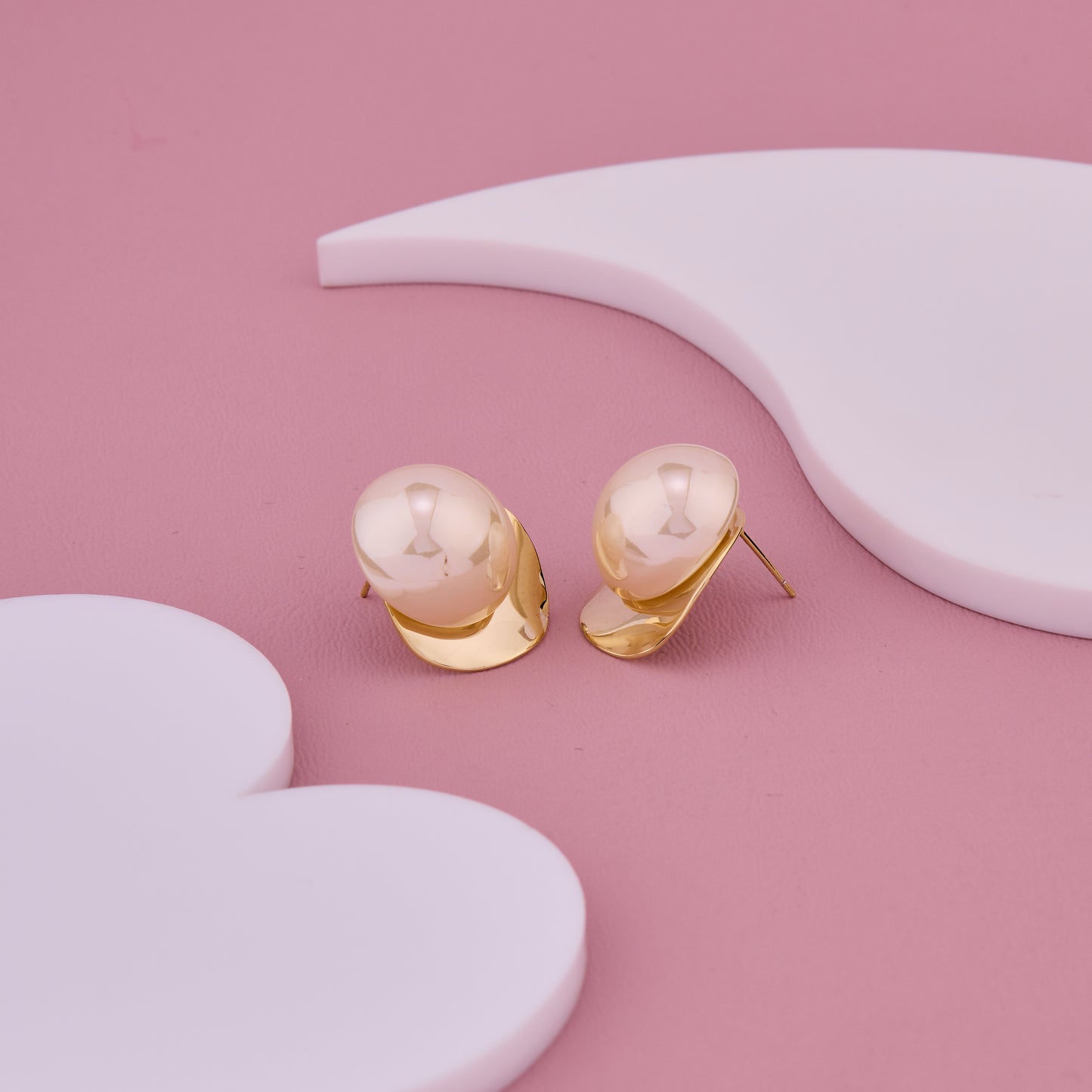 Gold Pearl Stud Earrings