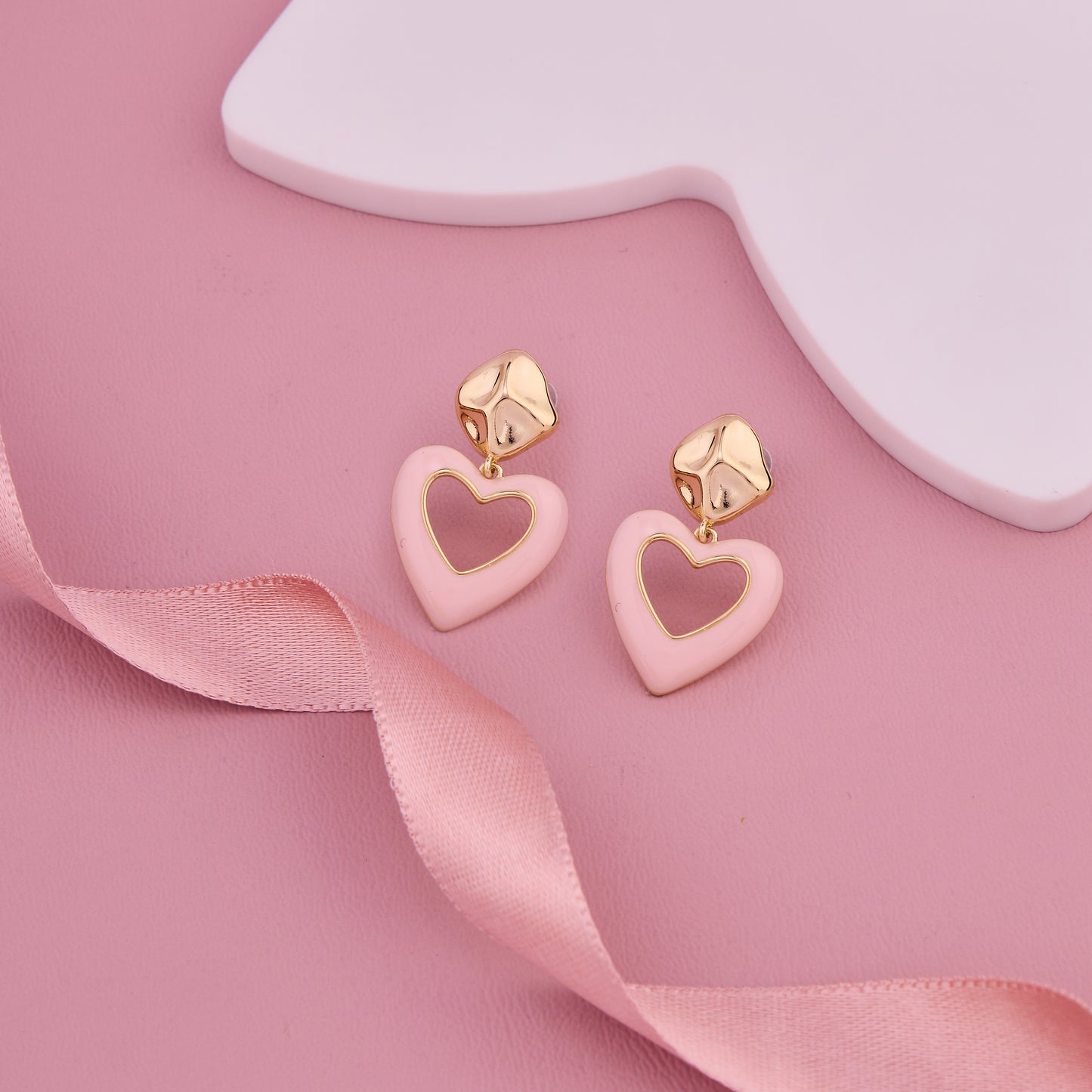 Pink Heart Drop Earrings