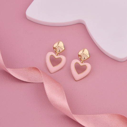 Pink Heart Drop Earrings
