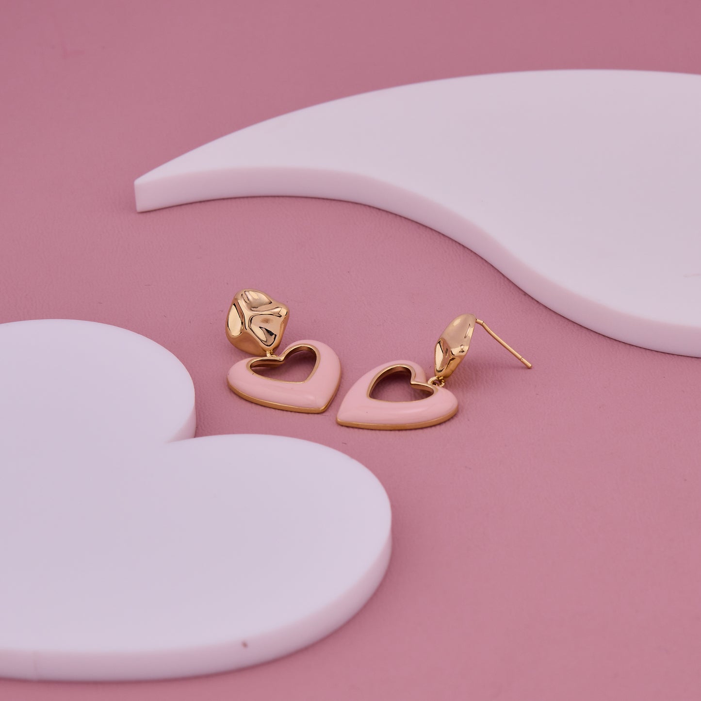 Pink Heart Drop Earrings