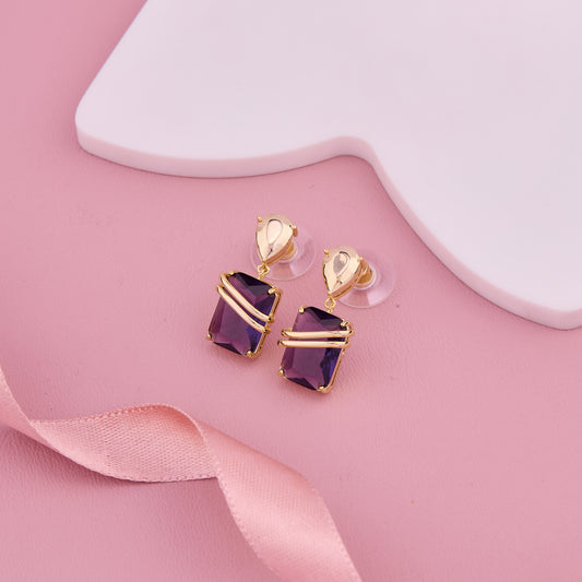 Purple Gemstone Drop Earrings