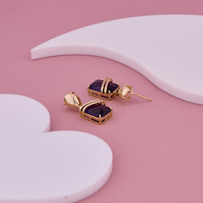 Purple Gemstone Drop Earrings