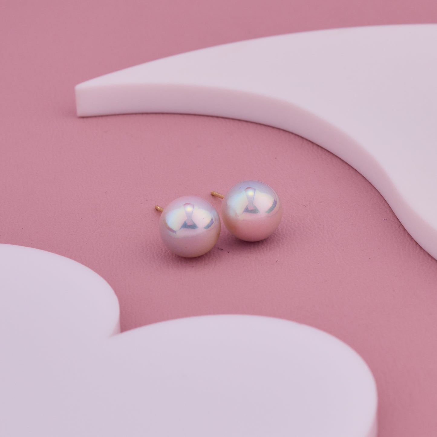 Classic Iridescent Pearl Stud Earrings