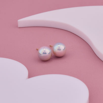 Classic Iridescent Pearl Stud Earrings