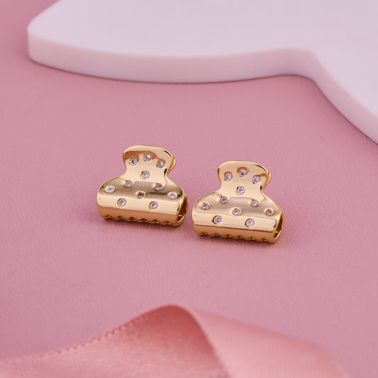 Gold-Toned Claw-Shaped Stud Earrings