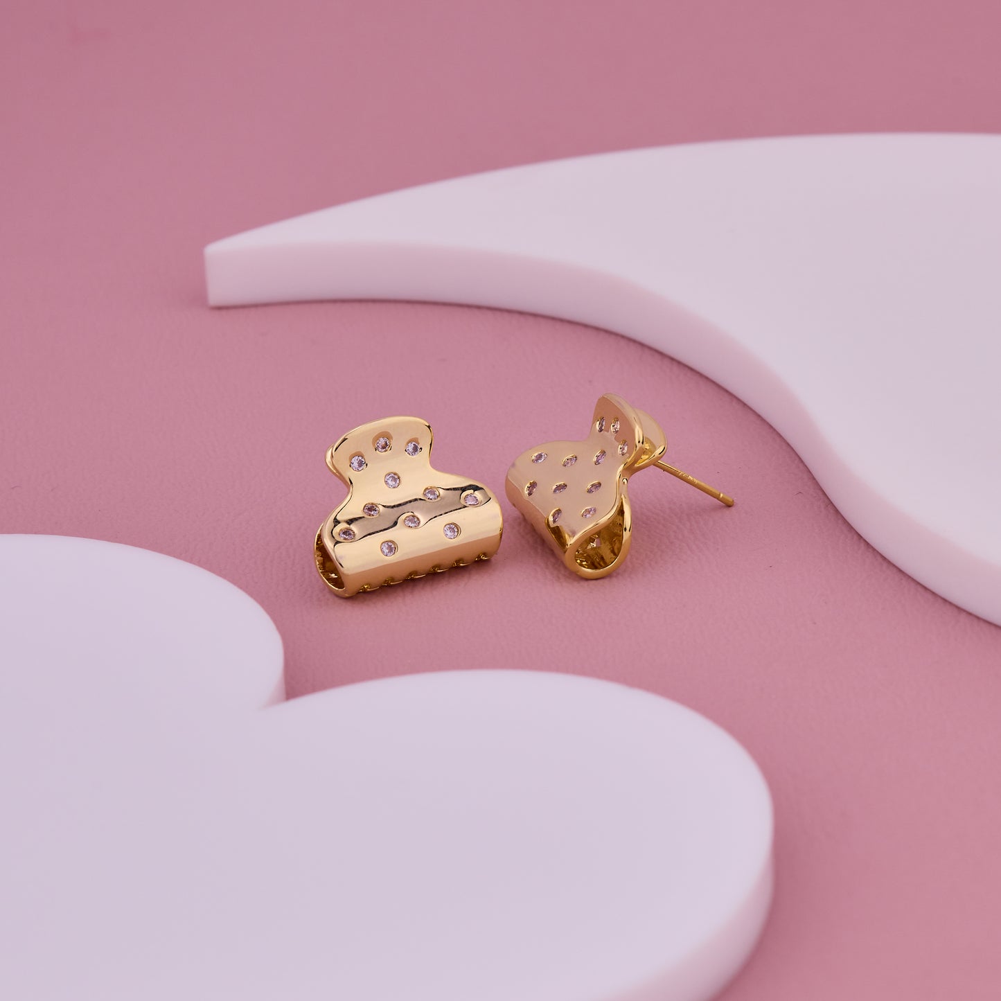 Gold-Toned Claw-Shaped Stud Earrings