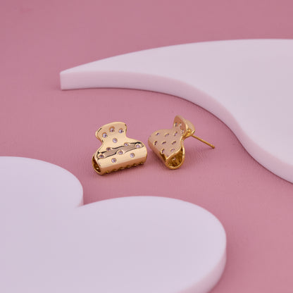 Gold-Toned Claw-Shaped Stud Earrings