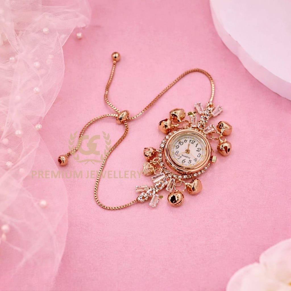 Ethnic Rose Gold Kashmiri Watch for Women Adjustable Chain