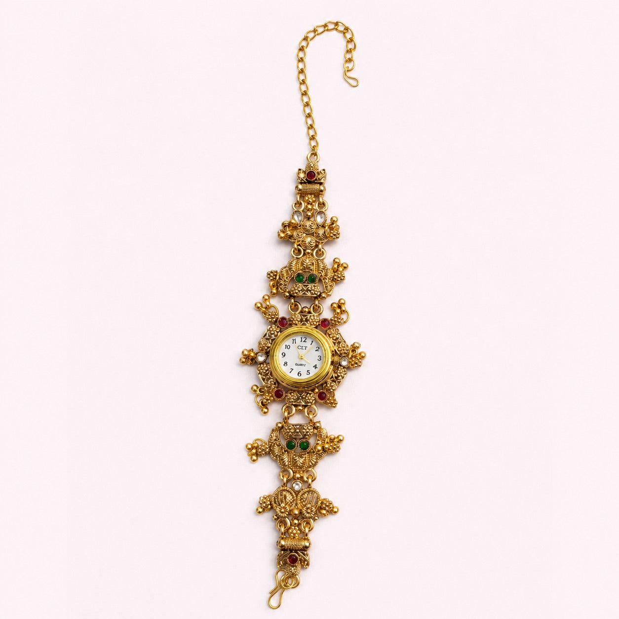 Royal Traditional Gold-Plated Kashmiri Watch Bracelet | Ethnic Antique Handcrafted Style