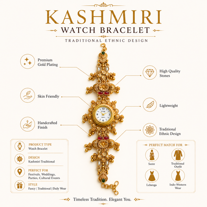 👑 GC PREMIUM JEWELLERY ✨ | Royal Kashmiri Style Watch Bracelet ⌚💛