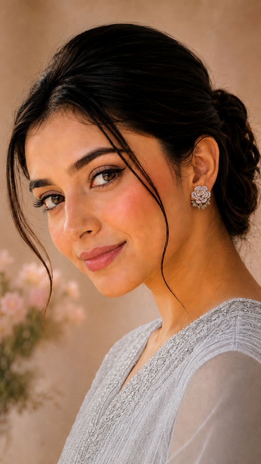 Sparkling Floral Stud Earrings