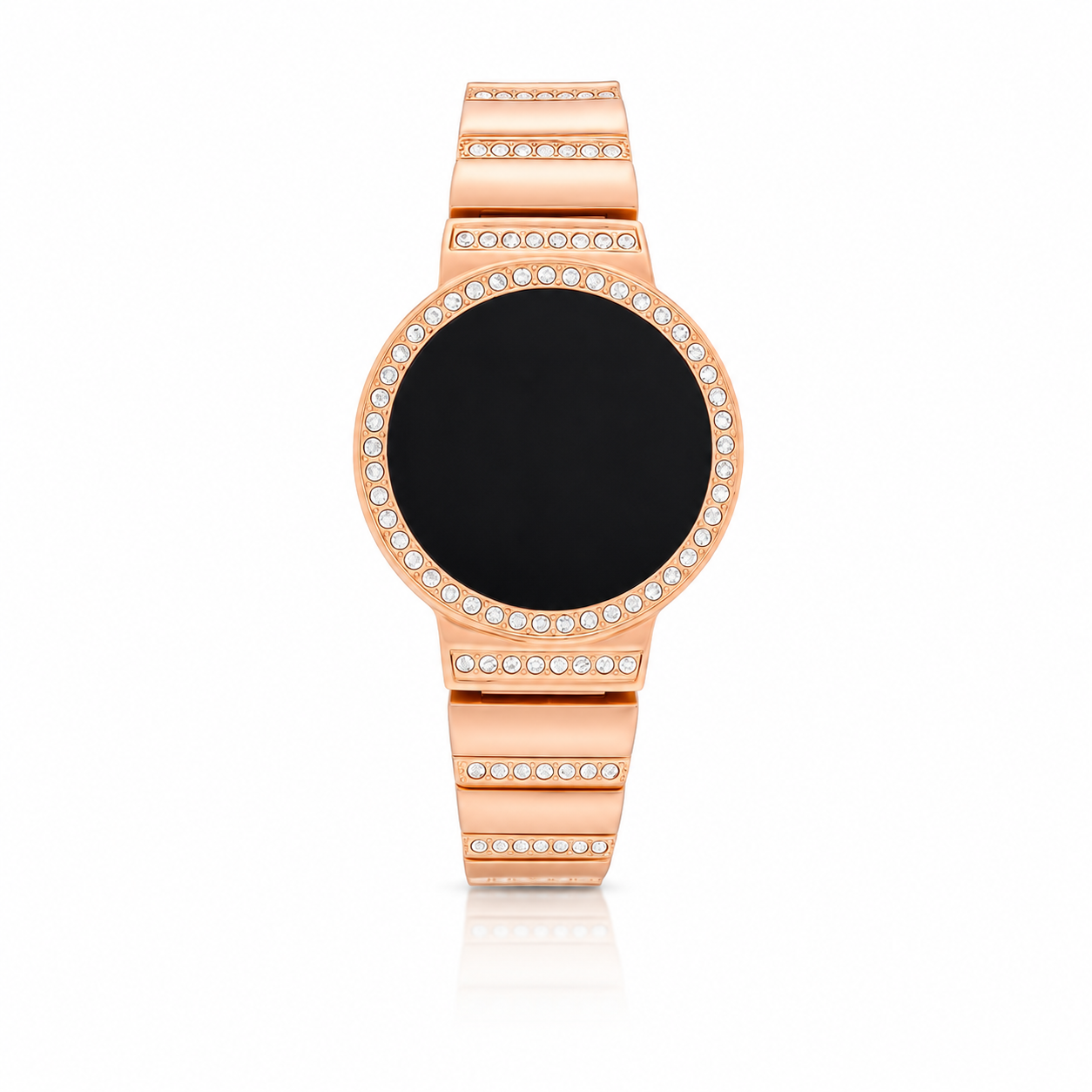 Rose Gold Plated Digital Watch with Crystal Bezel for Women and Girls