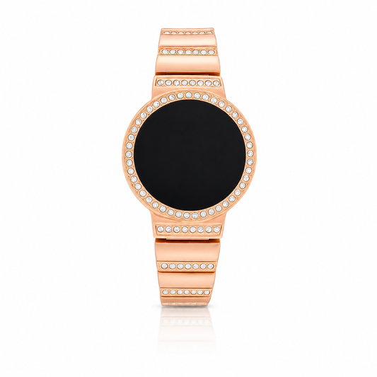 Rose Gold Plated Digital Watch with Crystal Bezel for Women and Girls