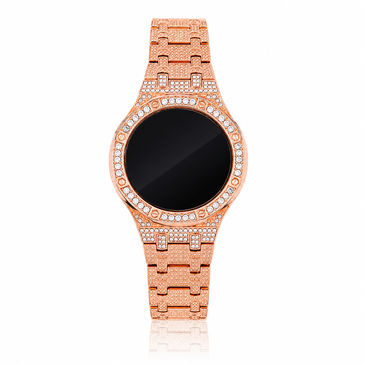 Rose Gold H-Link Crystal Smartwatch Bracelet