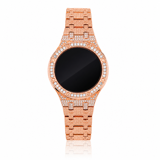 Rose Gold H-Link Crystal Smartwatch Bracelet