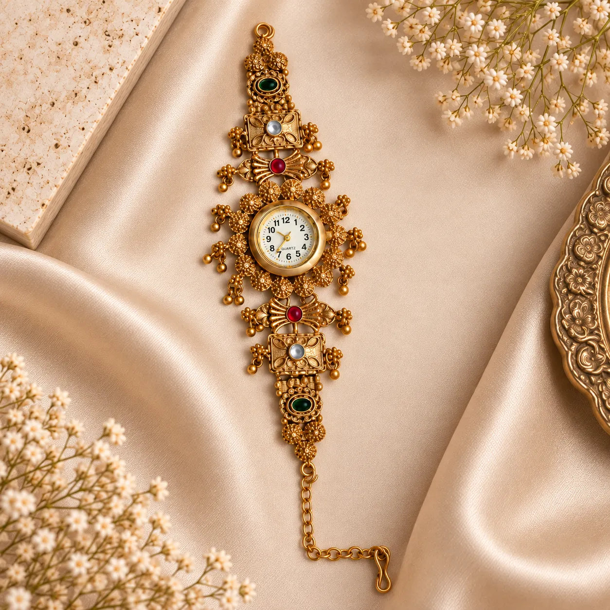 GC Premium Jewellery Kashmiri Watch Bracelet for Women - Elegant Floral Design Watch Bracelet