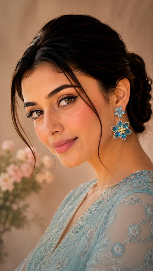 Aqua Blossom Drop Earrings