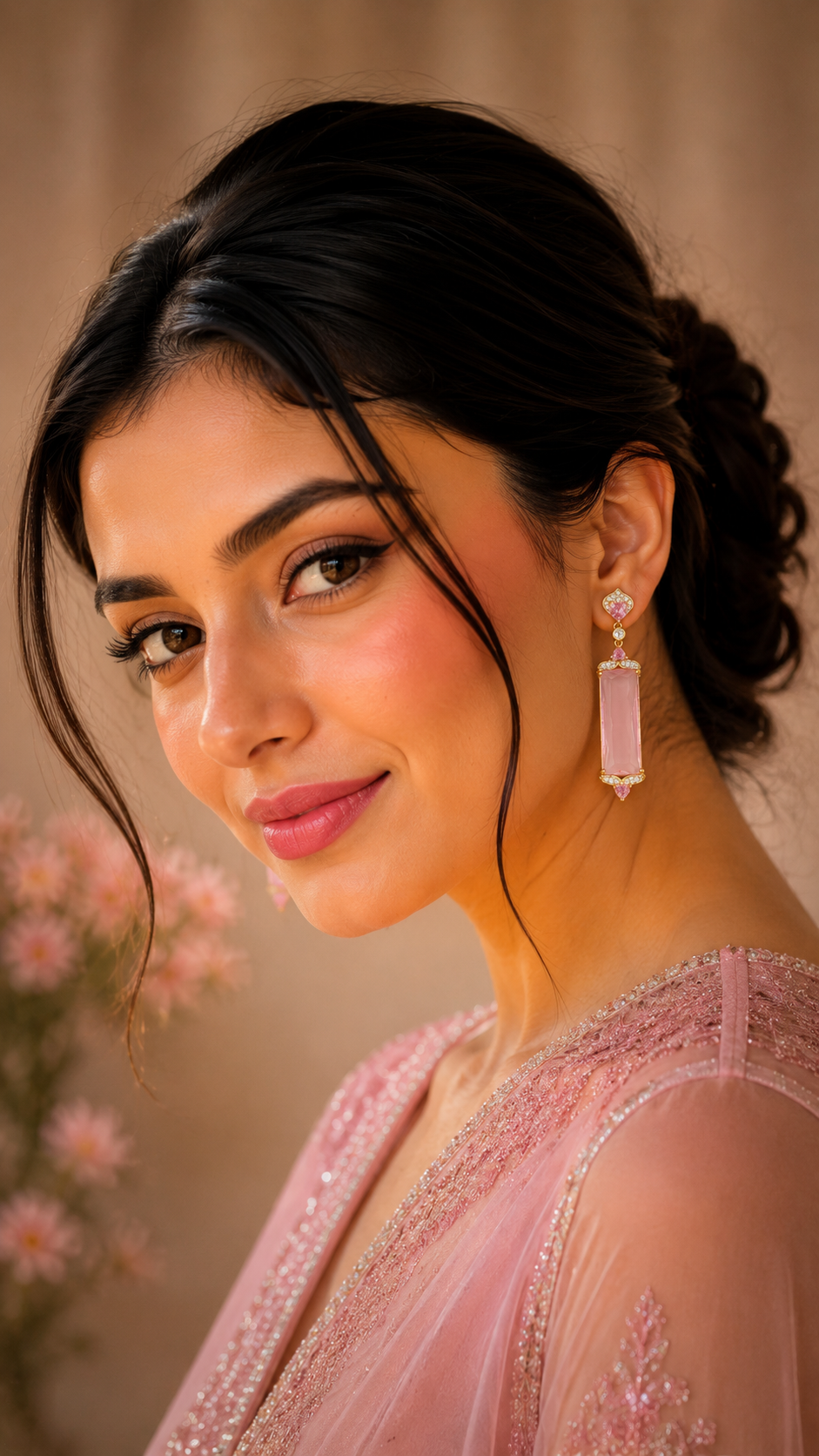 Elegant Pink Crystal Drops